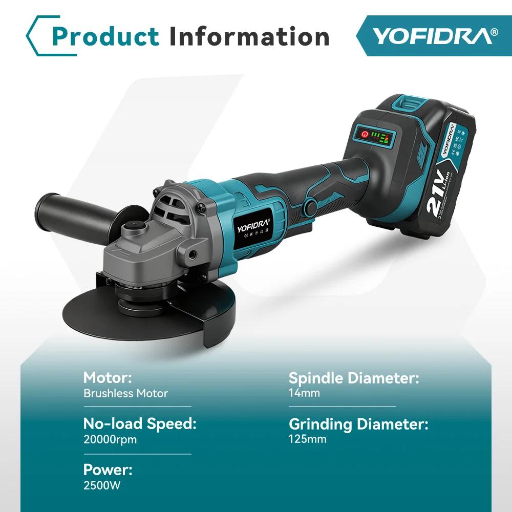 YOFIDRA 125mm meuleuse d'angle électrique sans brosse 3 vitesses M14 meulage du bois polissage outil