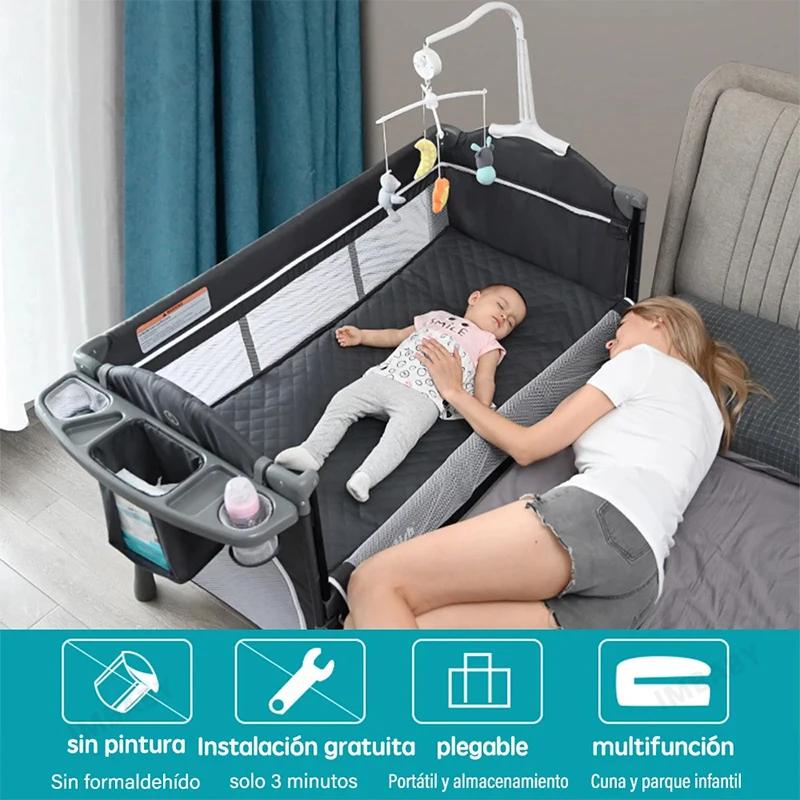 IMBABY-Lit bébé portable multifonctionnel avec table à langer, berceau à bascule pour enfants, lit n