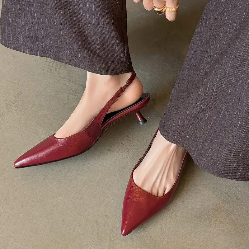 MORAZORA – sandales en cuir véritable pour femmes, grande taille 34-42, chaussures à bout pointu, à