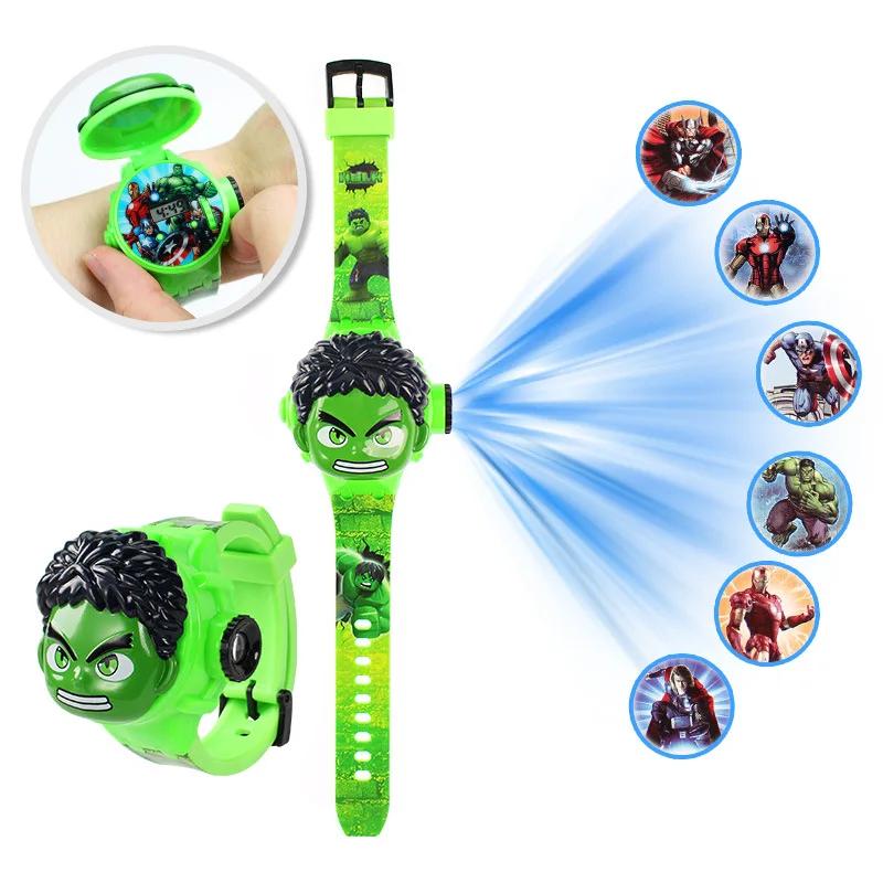 Montre de Projection Spiderman de dessin animé pour enfants, jouets Iron man capitaine, cadeau pour