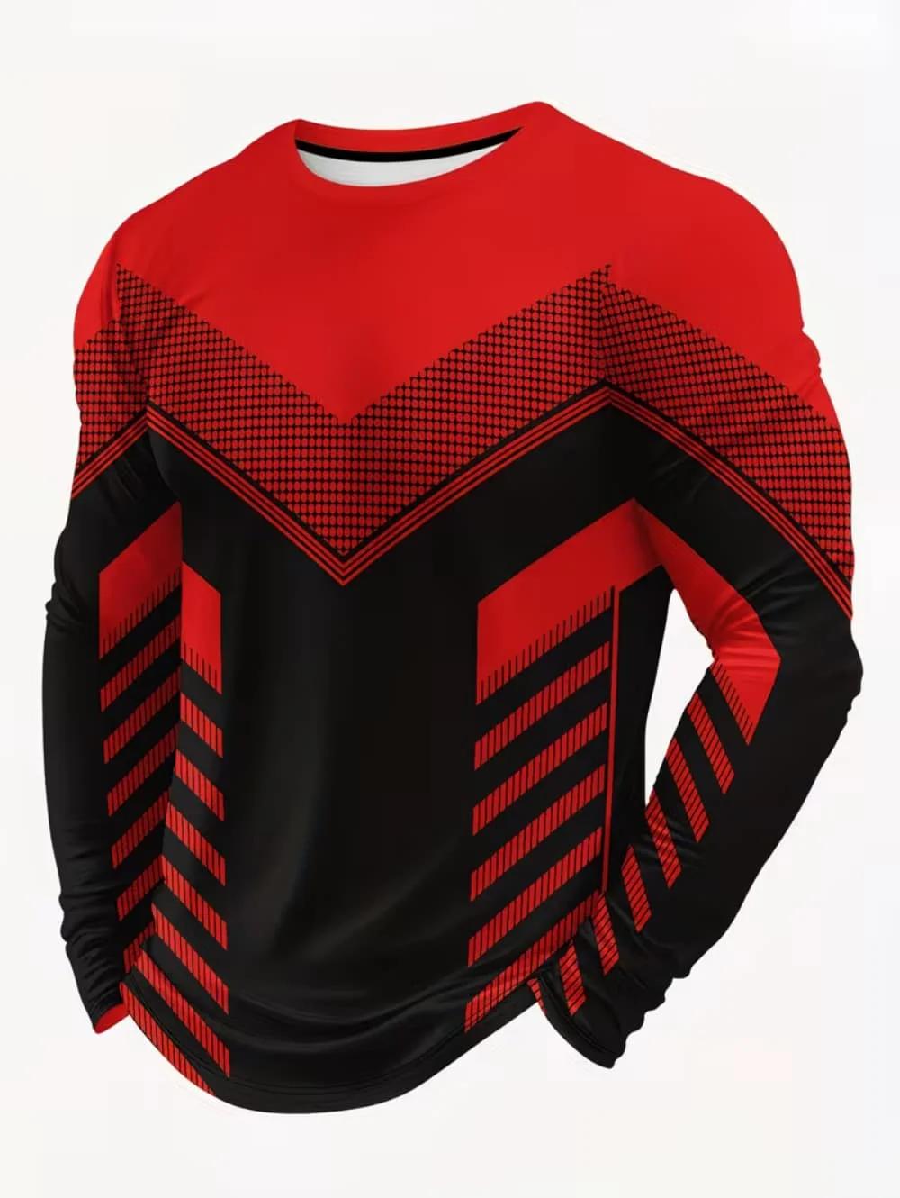 T-shirt vintage à manches longues pour homme, imprimé rayures, haut tendance printemps-automne, t-sh