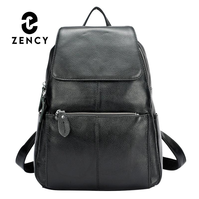 Zency en cuir véritable femmes sac à dos de haute qualité grande capacité sac de voyage sac à dos ca