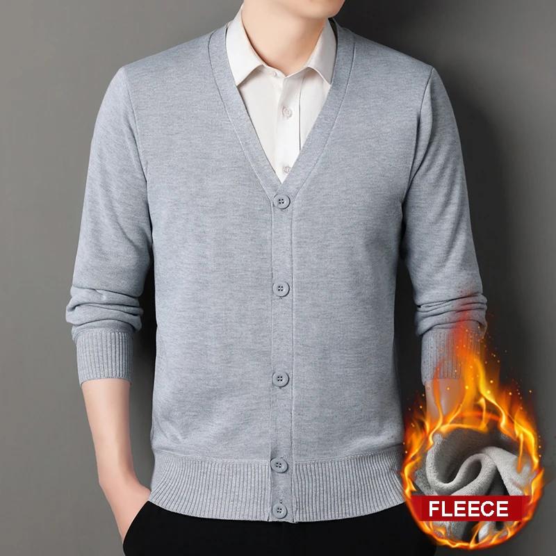 Hommes automne vêtements polaire Cardigan veste tricoté pull vêtements d'extérieur col en v mode Car