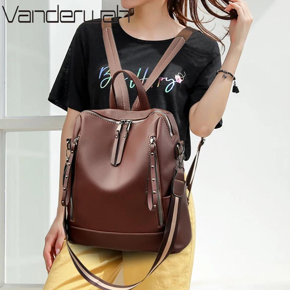 Sac à Dos de marque de luxe en cuir souple, étanche, Style Preppy, Sac multifonction pour jeunes étu