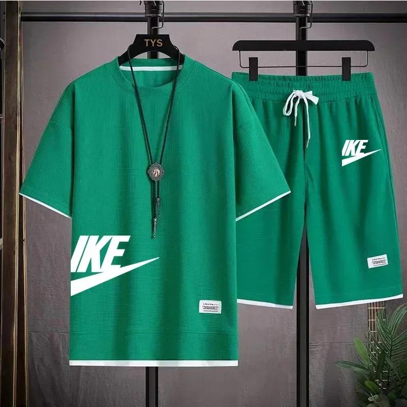 Ensemble de vêtements de sport pour hommes, tendance, décontracté et à la mode, t-shirt à manches co