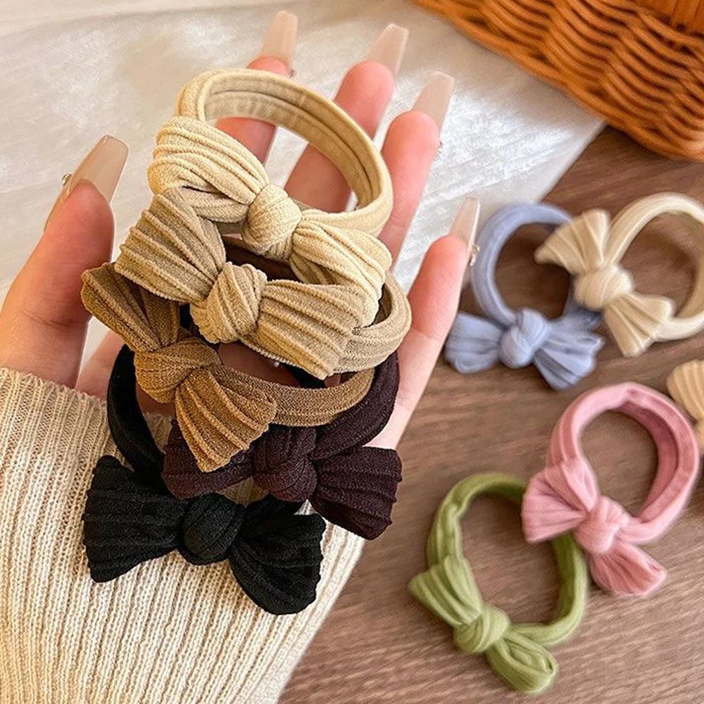 5 pièces/ensemble Simple nœud cheveux cravates cordes coloré élastique sans couture élastique pour q
