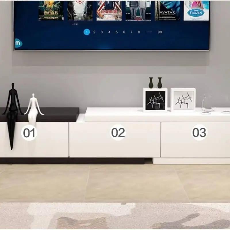 Meuble Tv étroit, Design brillant, en bois Normal, minimaliste, blanc, Meuble Tv moderne nordique, M