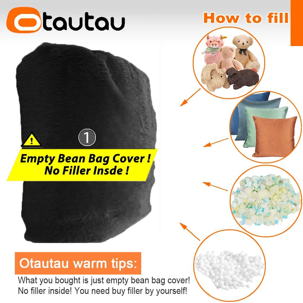 Housse de pouf géante en fausse fourrure de lapin ultra-douce OTAUTAU 5 pieds, pour l'hiver et Noël,