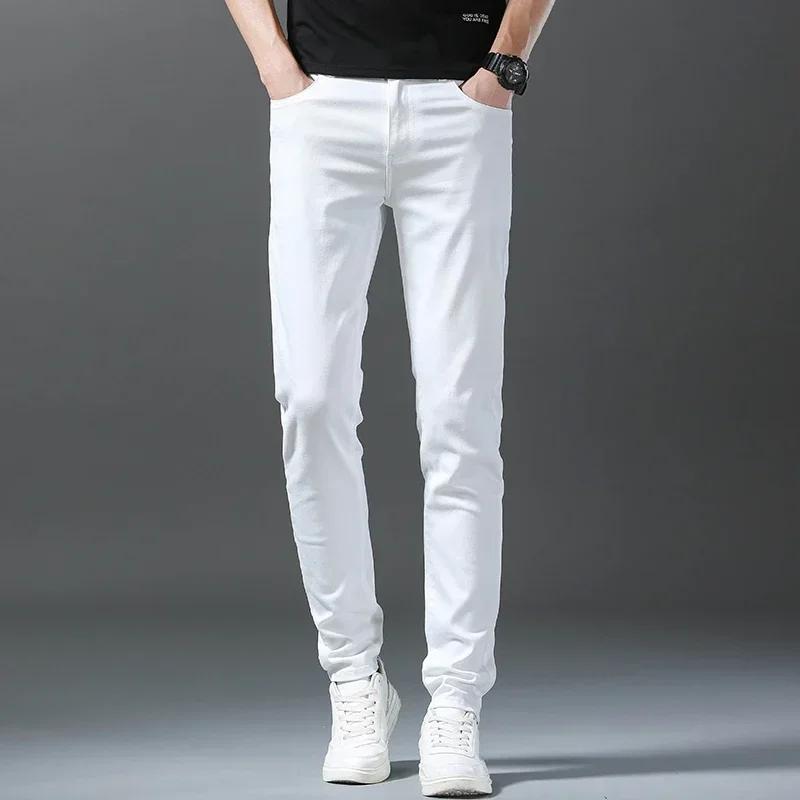 2025 printemps été nouveau 98% coton hommes Slim jean droit décontracté mode crayon pantalon haute q