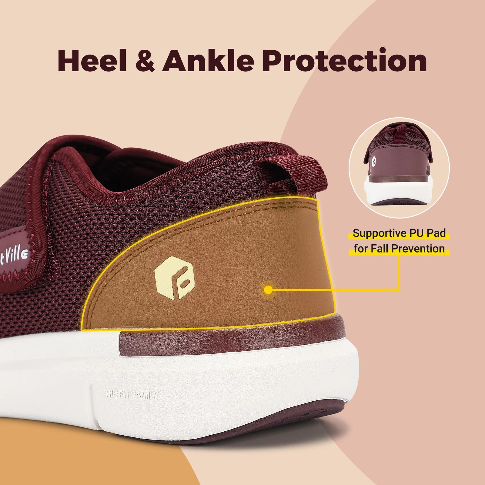 FitVille Chaussures pour diabétiques extra larges pour femmes Chaussures de marche réglables pour pe