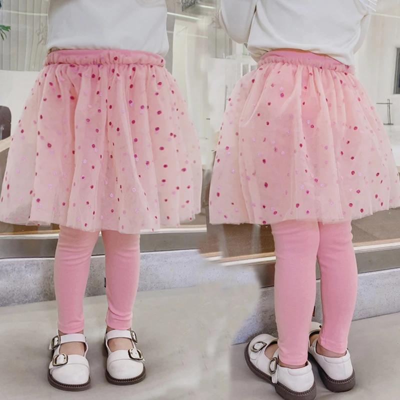 Leggings en dentelle pour filles, jupe-pantalon princesse, vêtements d'été et d'automne, pour bébés,