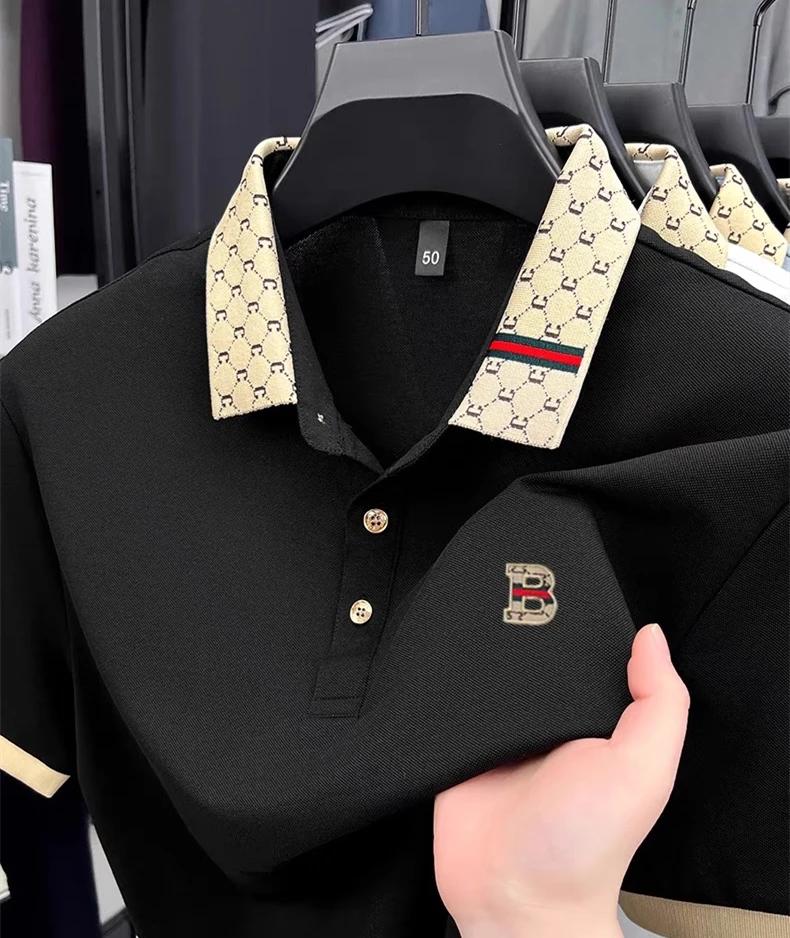 Marque de luxe B lettre en relief polo à manches courtes hommes été léger respirant nouvelle mode co