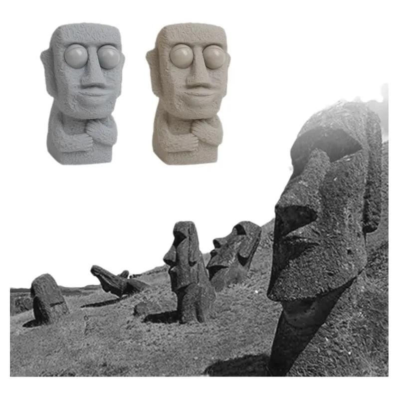 Statue Moai douce Stone Man pour enfants, libère un jouet anti-stress, rebondit lentement, yeux pres