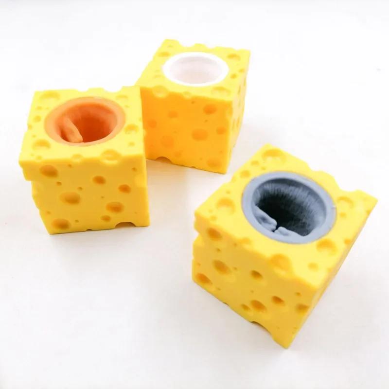 Bloc de souris et de fromage amusant Pop-Up, jouet Anti-stress à presser, figurines cachées et cherc