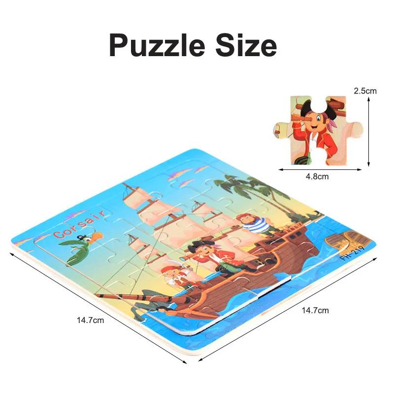 Nouveau puzzle en bois 3D de 20 pièces, animaux de dessin animé et véhicules, jouets éducatifs Monte