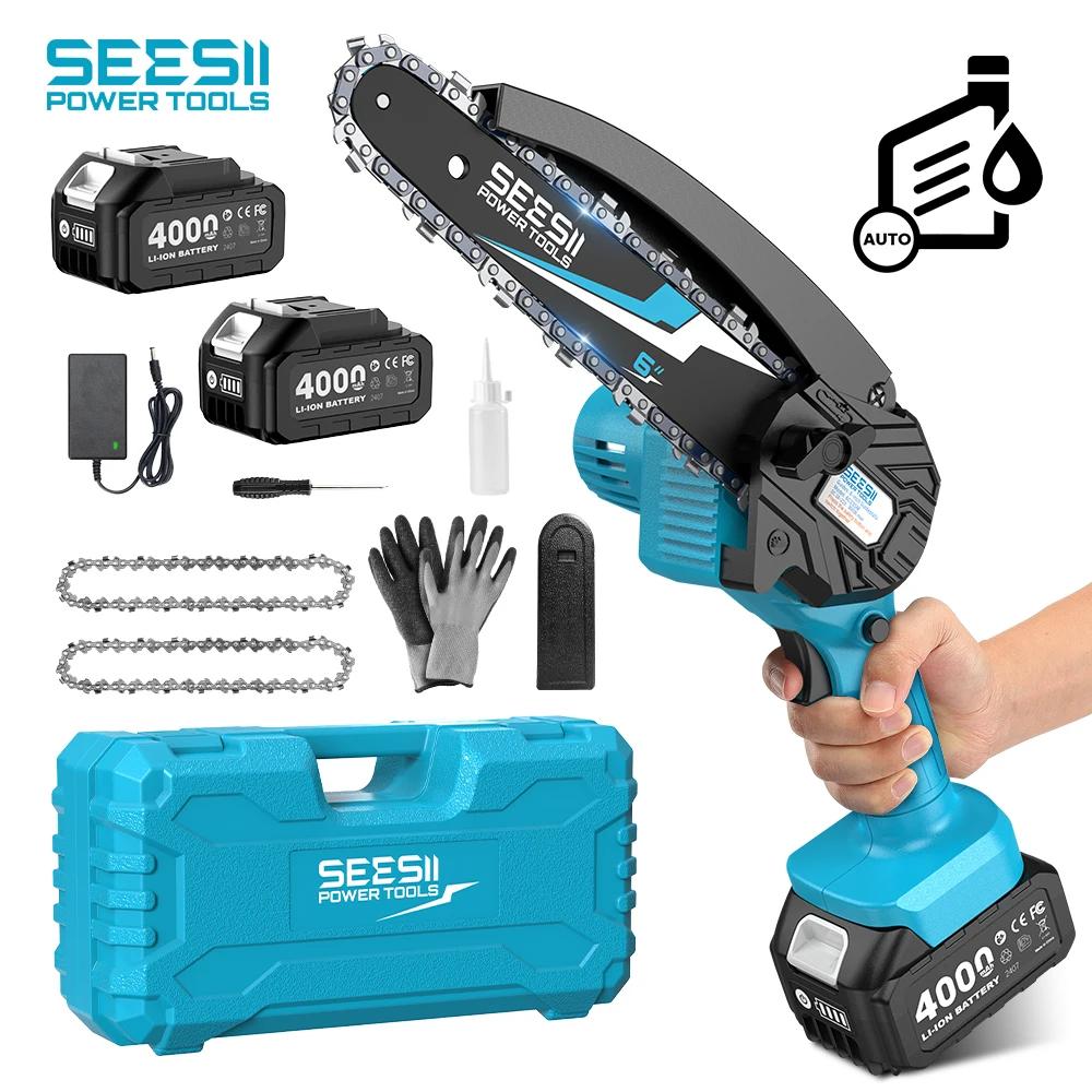 SEESII 6 ''Mini tronçonneuse sans fil 15.2 cm scie électrique Rechargeable travail du bois scie d'él