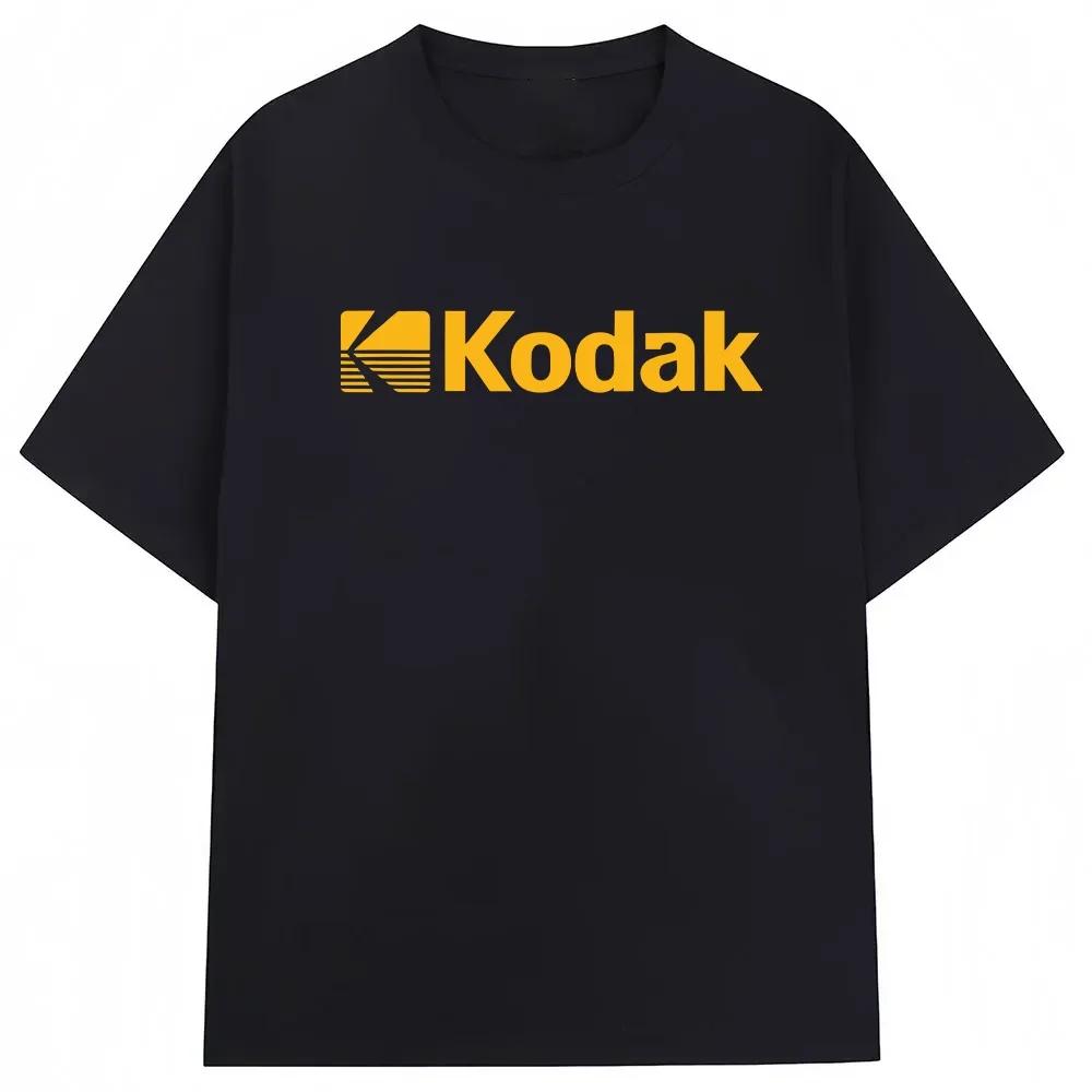 T-shirt à imprimé rétro 100% coton pour adultes de la marque Kodak, pour l'été, streetwear, chemise