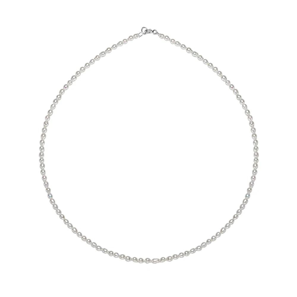 Dainashi 925 argent Sterling 2.5-3.5mm forme de riz colliers de perles d'eau douce 40cm de longueur