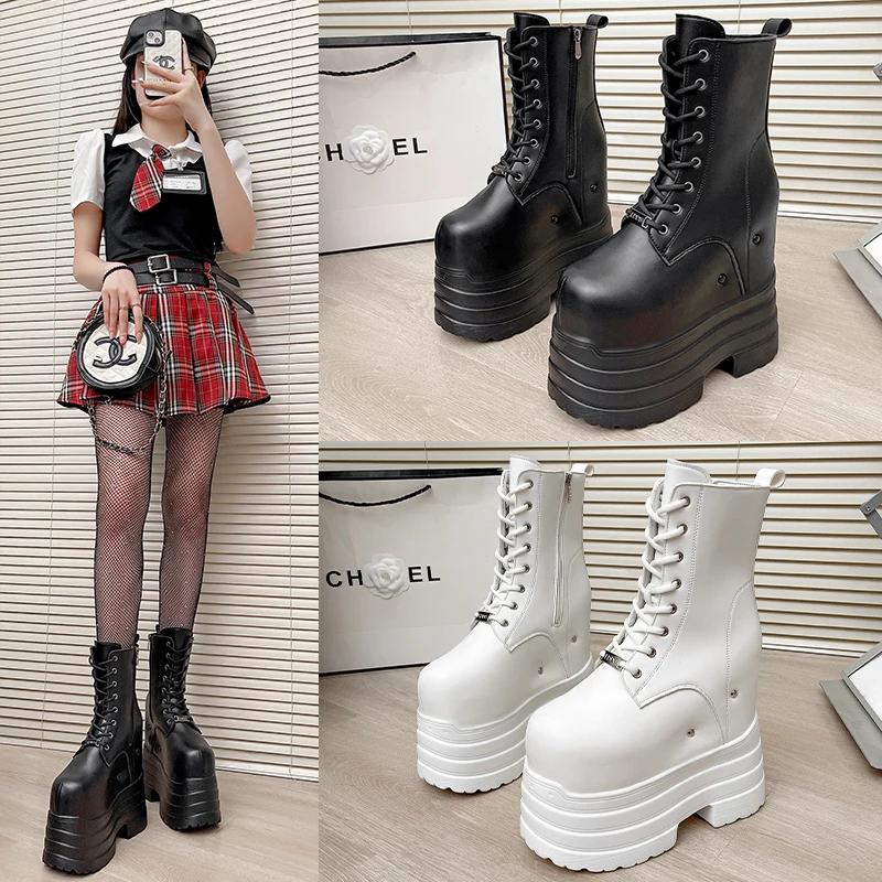 Talons Ultra hauts ~ bottes rehaussantes de 24cm pour femmes, nouvelles bottes courtes de grande tai