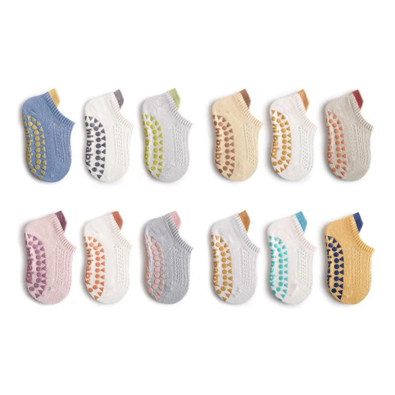 6 paires de chaussettes de sol antidérapantes en coton pour bébés garçons et filles, été pour enfant