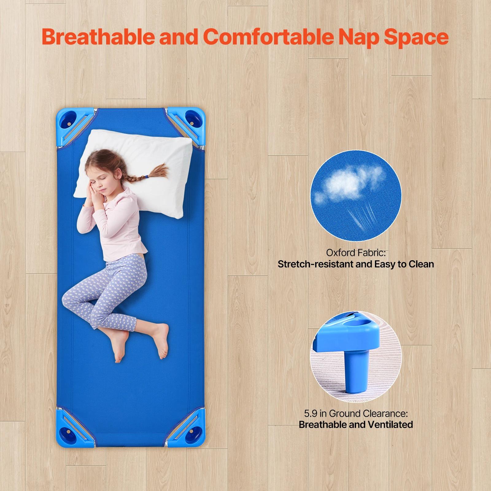 VEVOR Lit de sieste empilable pour enfant, 4 pcs, lit de couchage portable pour tout-petits, 130 x 5