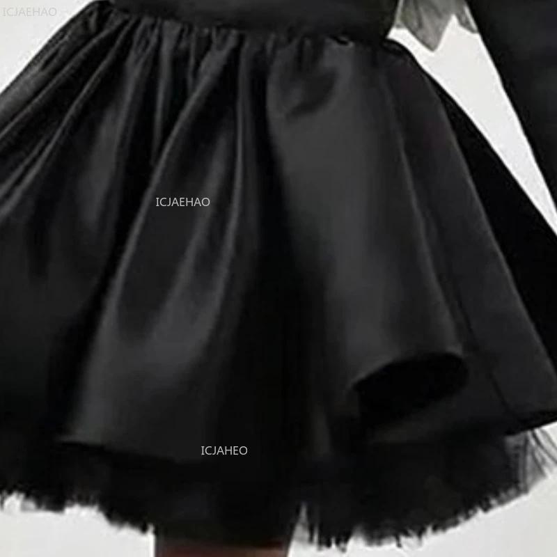Robe bouffante à manches longues pour filles, robe de princesse noire à bretelles Spaghetti, Costume