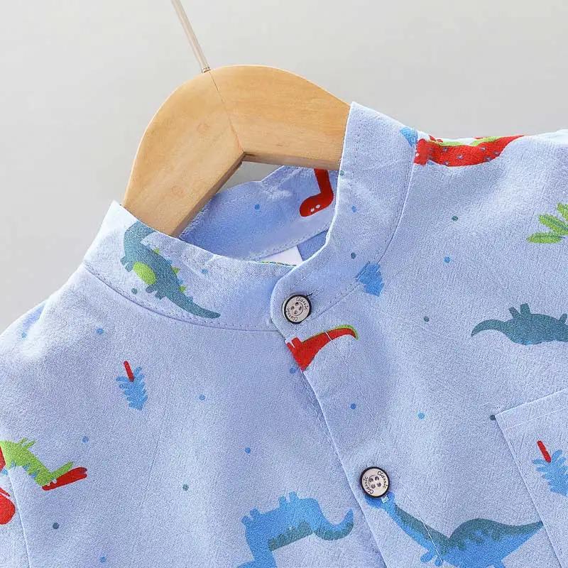 Ensemble 2 pièces pour nourrissons et tout-petits, chemise à col montant et manches courtes, imprimé