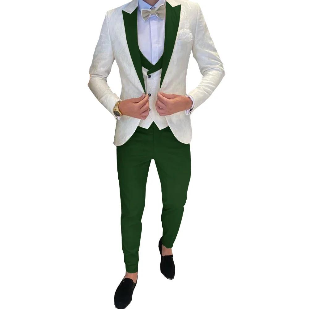 Costume de marié de mariage pour hommes, 3 pièces, veste, pantalon, gilet, smoking formel, costume p