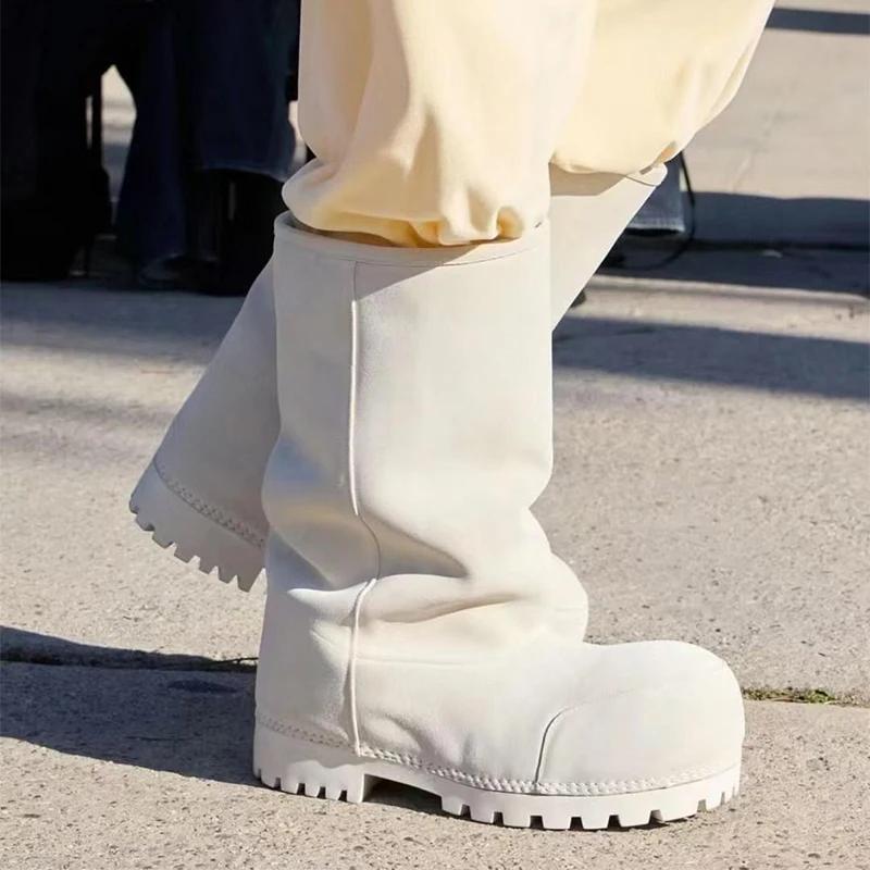 Bottes de neige longues à plateforme pour dames, chaussures en coton chaud, design à grosse tête, ma
