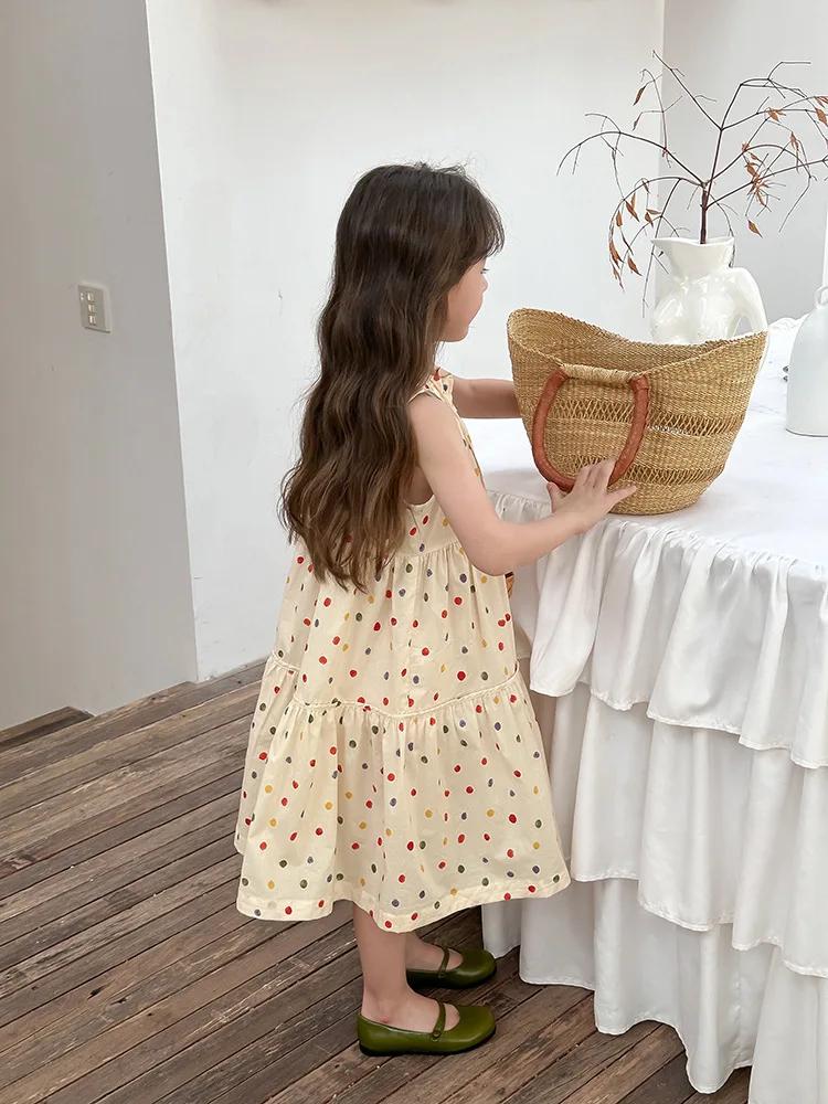 Humor ours enfants vêtements été à pois jupe mode gilet décontracté robe de princesse confort enfant