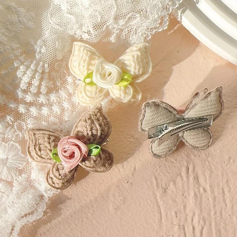 Pinces à cheveux en laine pour enfants, 4 pièces, douces et mignonnes, couvre-chef en tricot, Croche