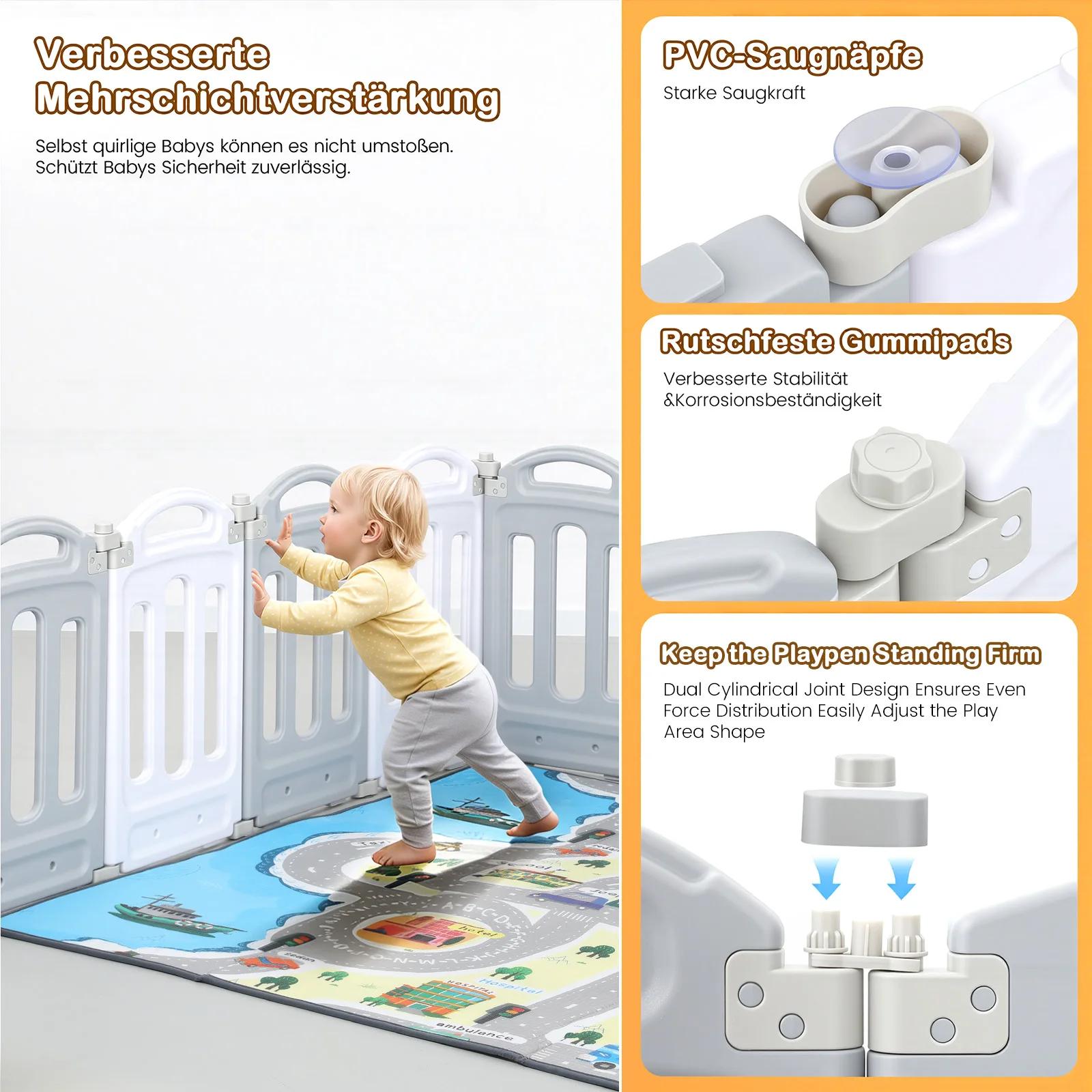 Parc pliable Centre d'activité pour bébé 150x150 Parc pliable Grande grille de marche avec élément d