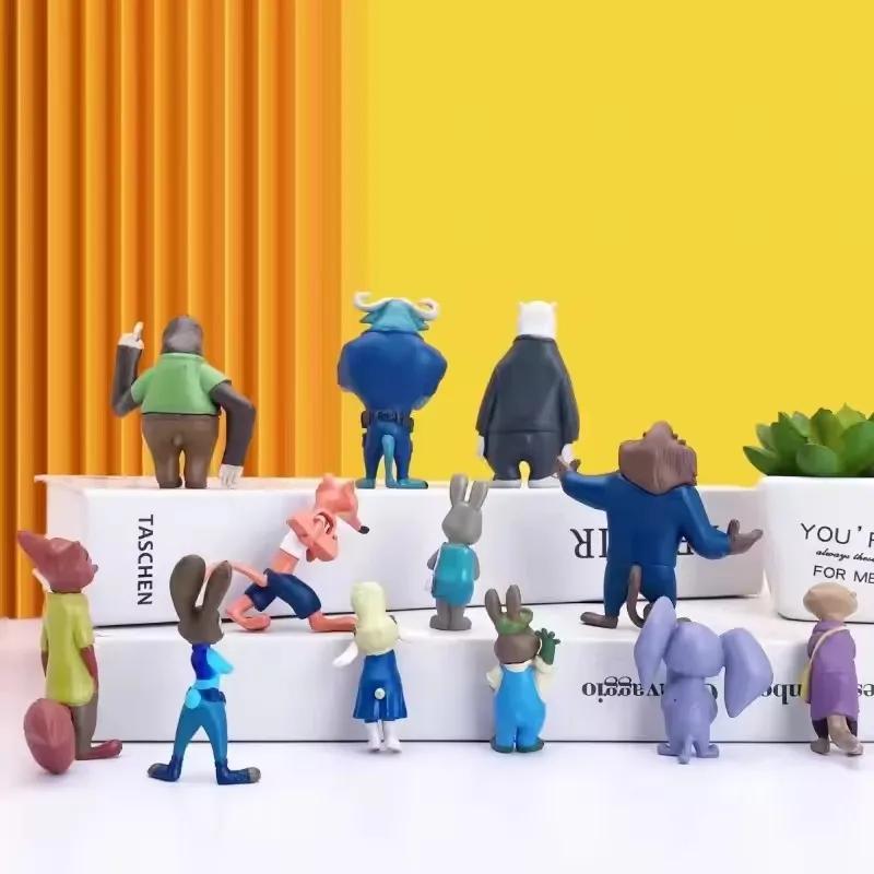 Nouvelles figurines d'action des animaux de Zootopia, 12 pièces/ensemble, lapin Judy Hopps, renard N