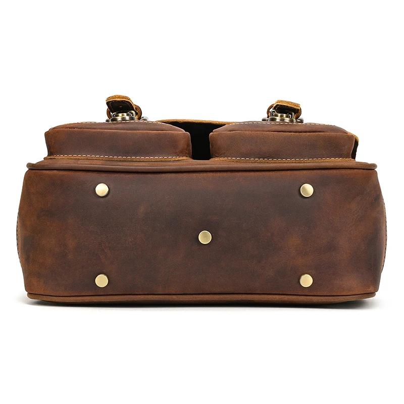 Grand sac messager en cuir pour hommes, sacs à bandoulière en peau de vache véritable, sac d'école p