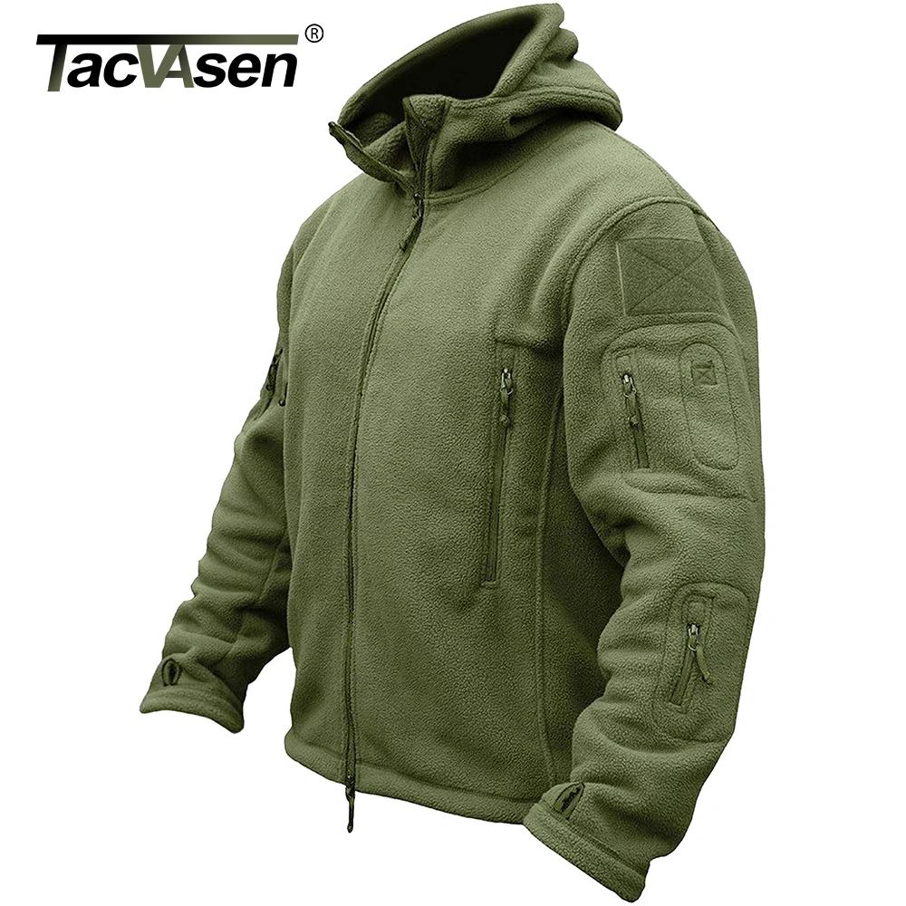 TACVASEN Veste polaire à capuche pour homme automne hiver chaud fermeture éclair complète randonnée