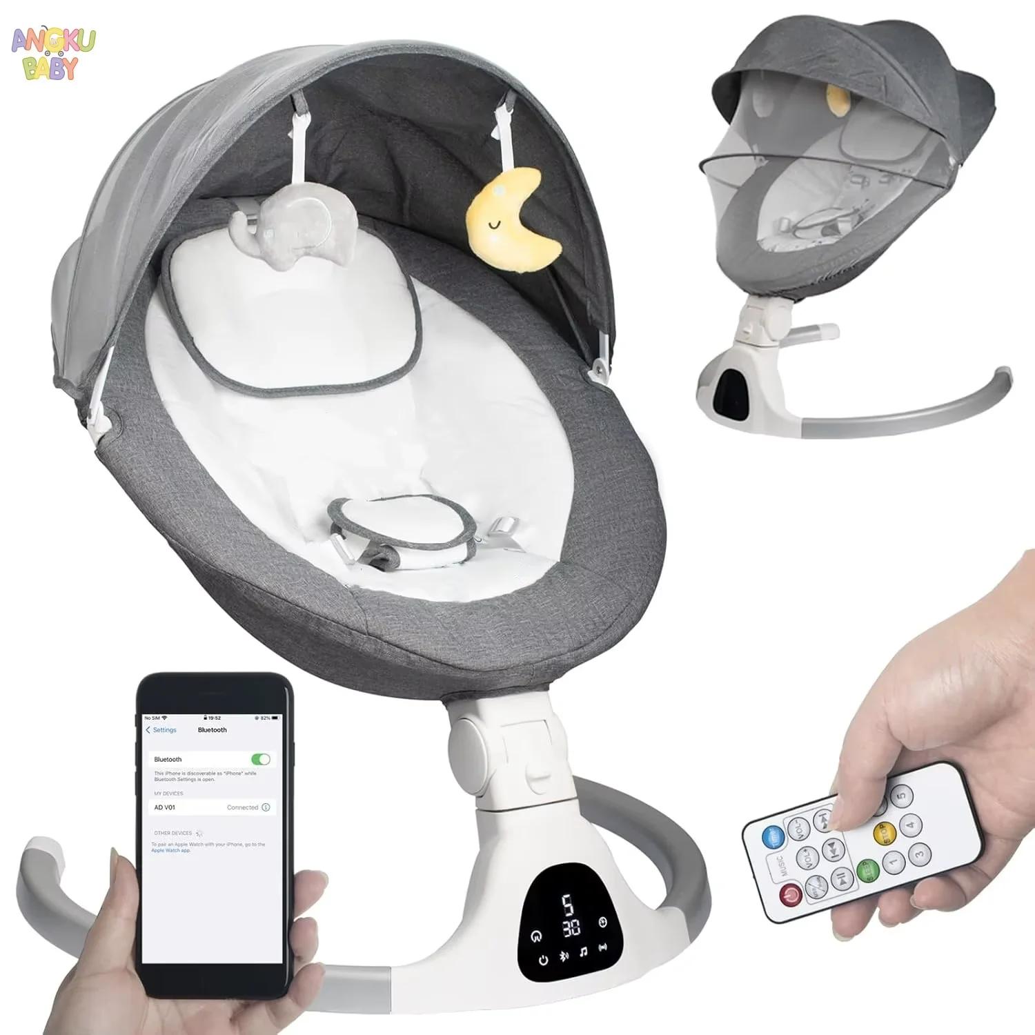 Balançoire électrique pour bébé avec jouets, chaise à bascule à distance Bluetooth pour nouveau-né d