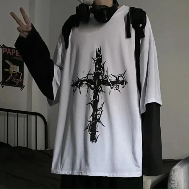 Hommes t-shirts automne hommes vêtements anime décontracté à manches longues surdimensionné Y2K T-Sh