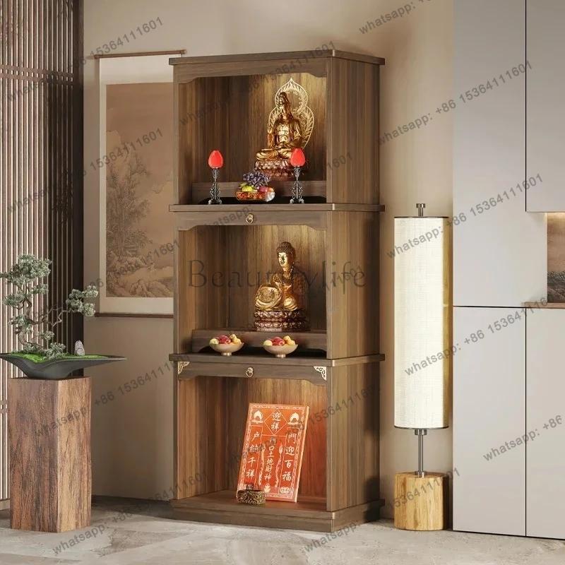 Yj7 – niche bouddhiste en bois massif, armoire verticale chinoise, table de offrant à trois couches,