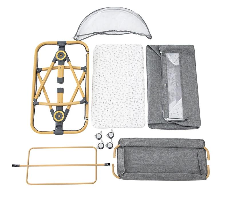 Lit bébé multifonctionnel avec réglage de hauteur pliable, balançoire portable et mobile à placer pr