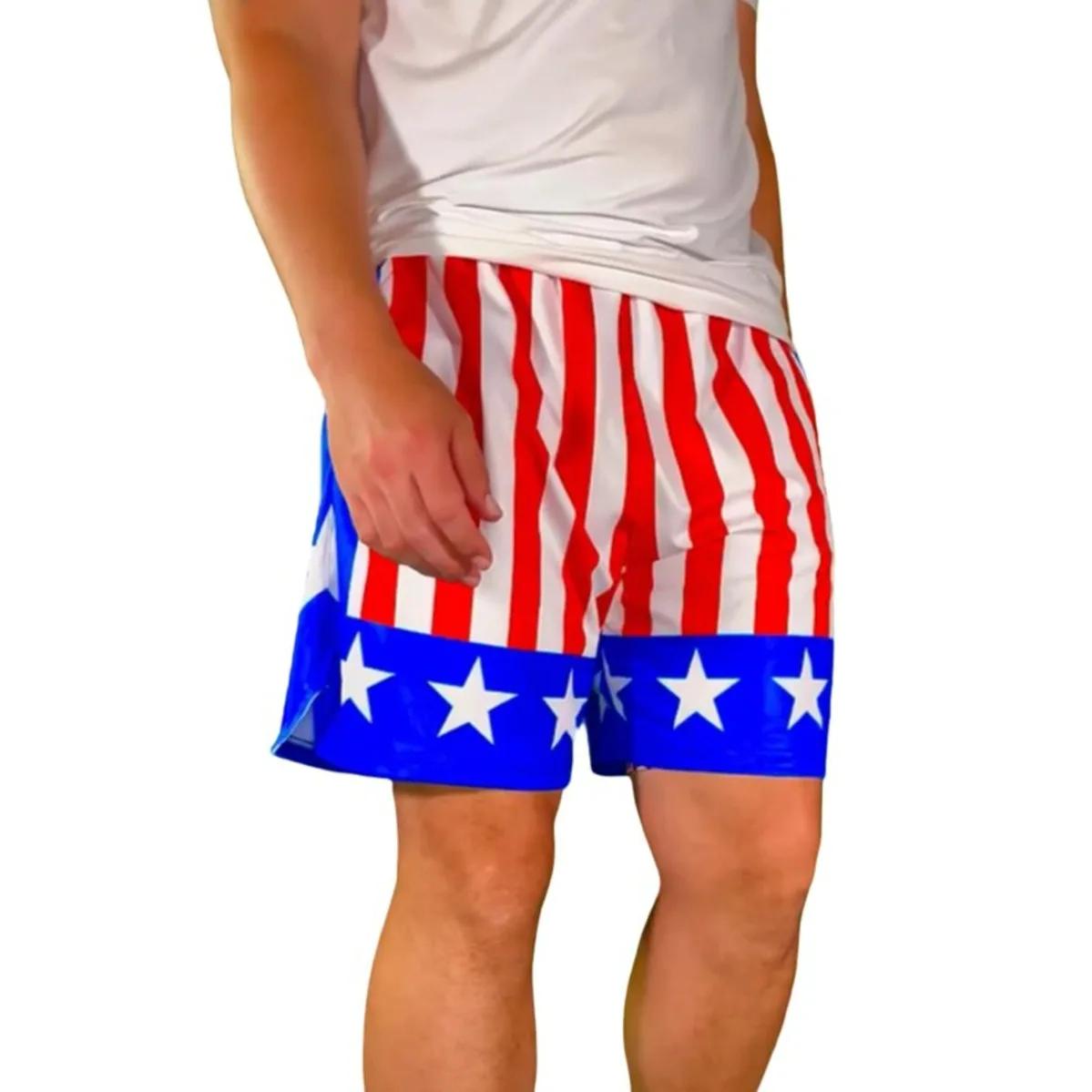 Apollo Short rayé étoile rouge blanc bleu, short de pyjama de salon patriotique, vêtements de nuit c