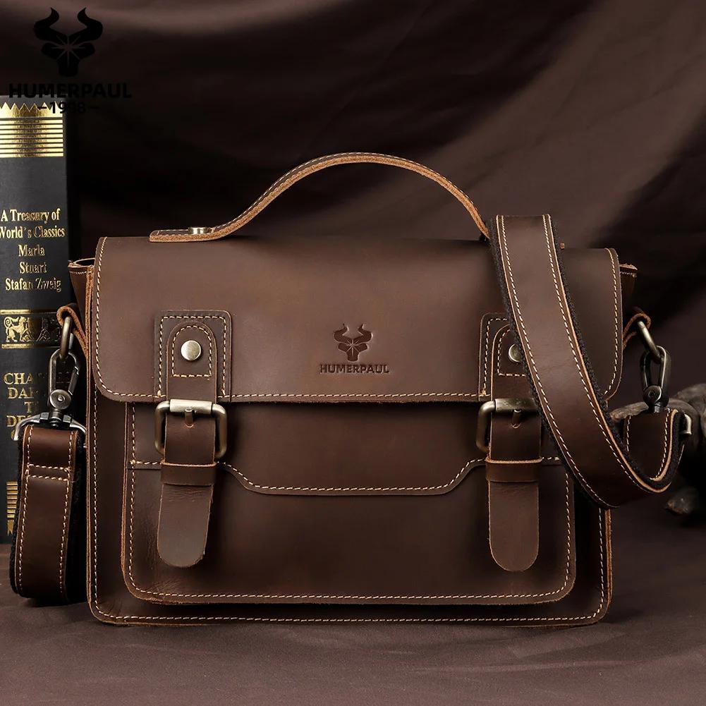 Crazy Horse – sac messager en cuir pour hommes, mallette pour ordinateur portable d'affaires, fourre