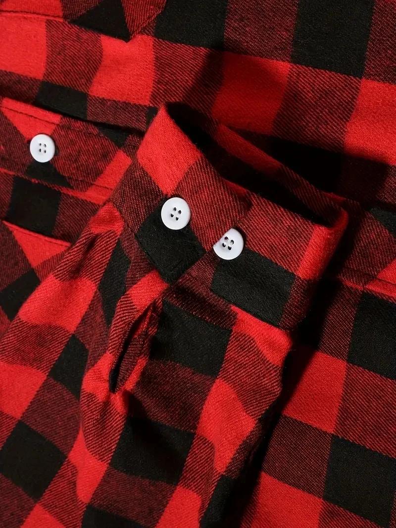 Chemises pour hommes simple boutonnage classique Plaid intelligent décontracté chemise en flanelle à