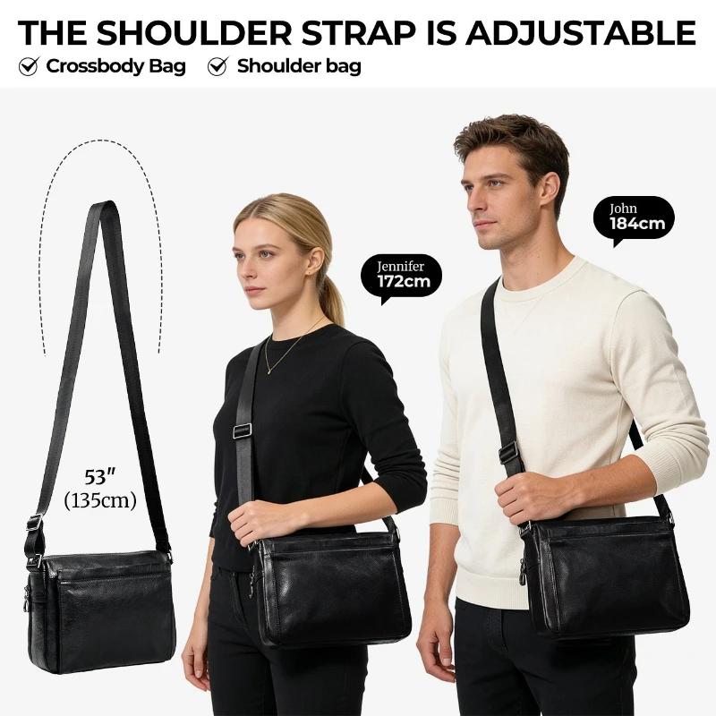Sac à bandoulière unisexe décontracté en cuir véritable, tendance de la mode, sac messager original