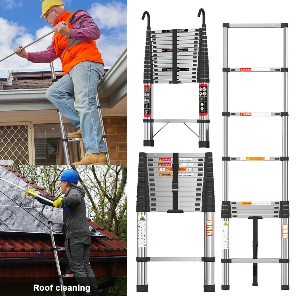 Échelle télescopique en acier inoxydable, charge 150kg, extensible pratique, pour tirer des murs, ch