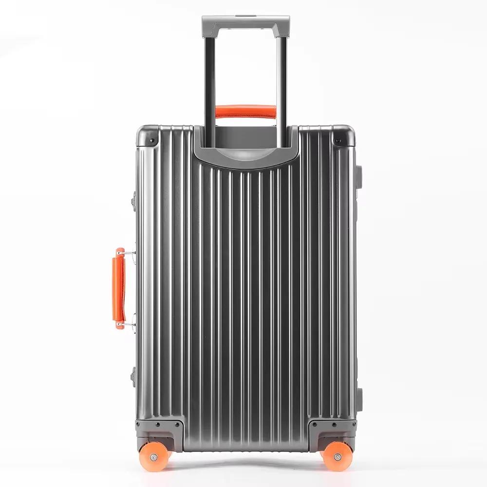 Valise en alliage d'aluminium-magnésium, 20/24/29 pouces, poignée en cuir, étui de voyage, bagages r