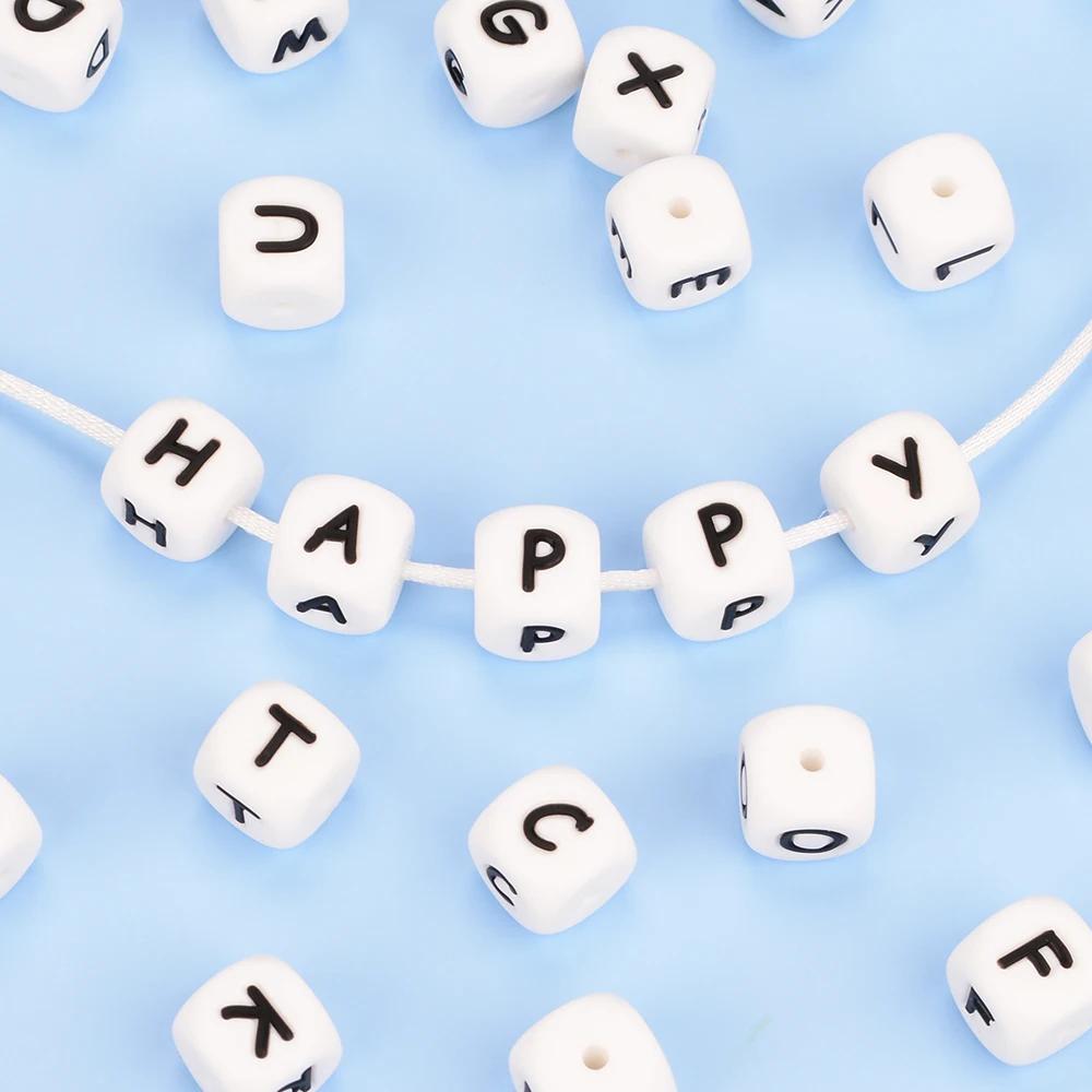 LOFCA 40 pièces/lot Alphabet 12mm lettre de qualité alimentaire perles en Silicone bébé perle sucett