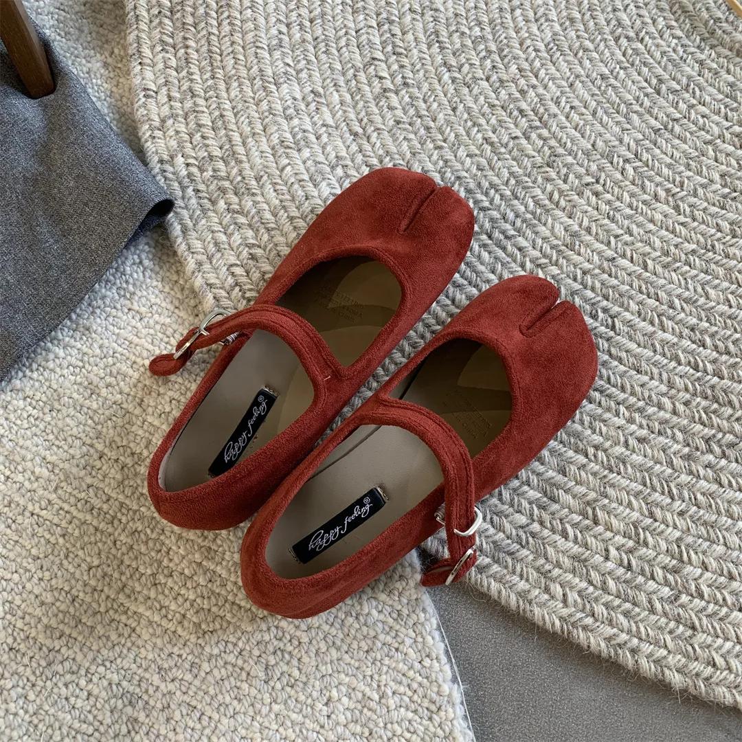Bailamos-Chaussures plates rondes en cuir souple pour femmes, ballerines décontractées à enfiler peu