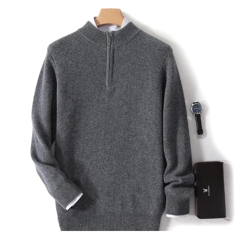 Pull en tricot décontracté pour hommes, 2024 pure laine, vêtements classiques, vent anglais, solide,