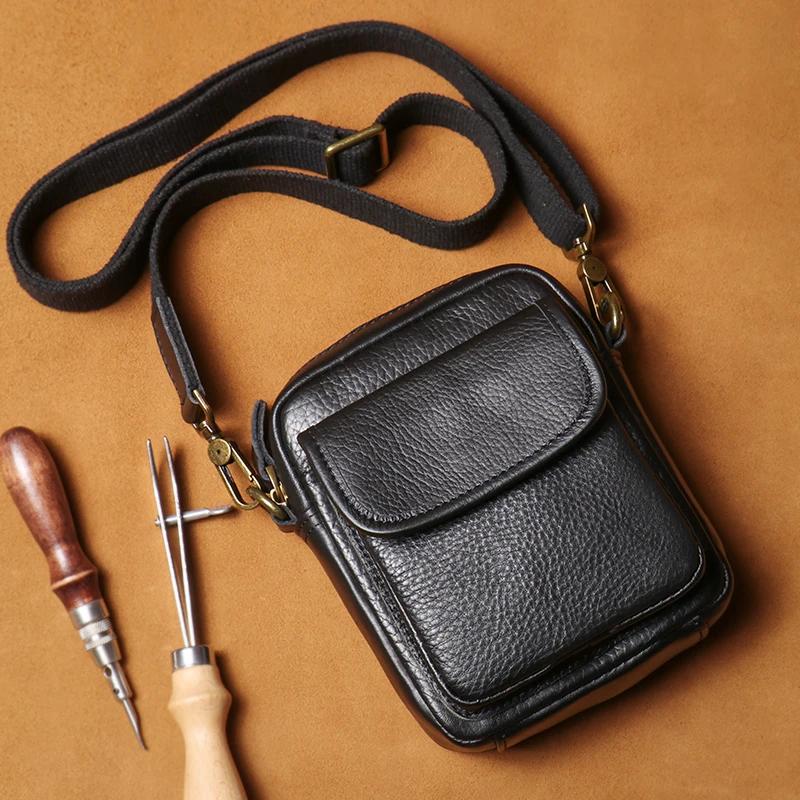 GURO-Sac à bandoulière en cuir véritable pour homme, cuir de vachette couche supérieure, sac pour té