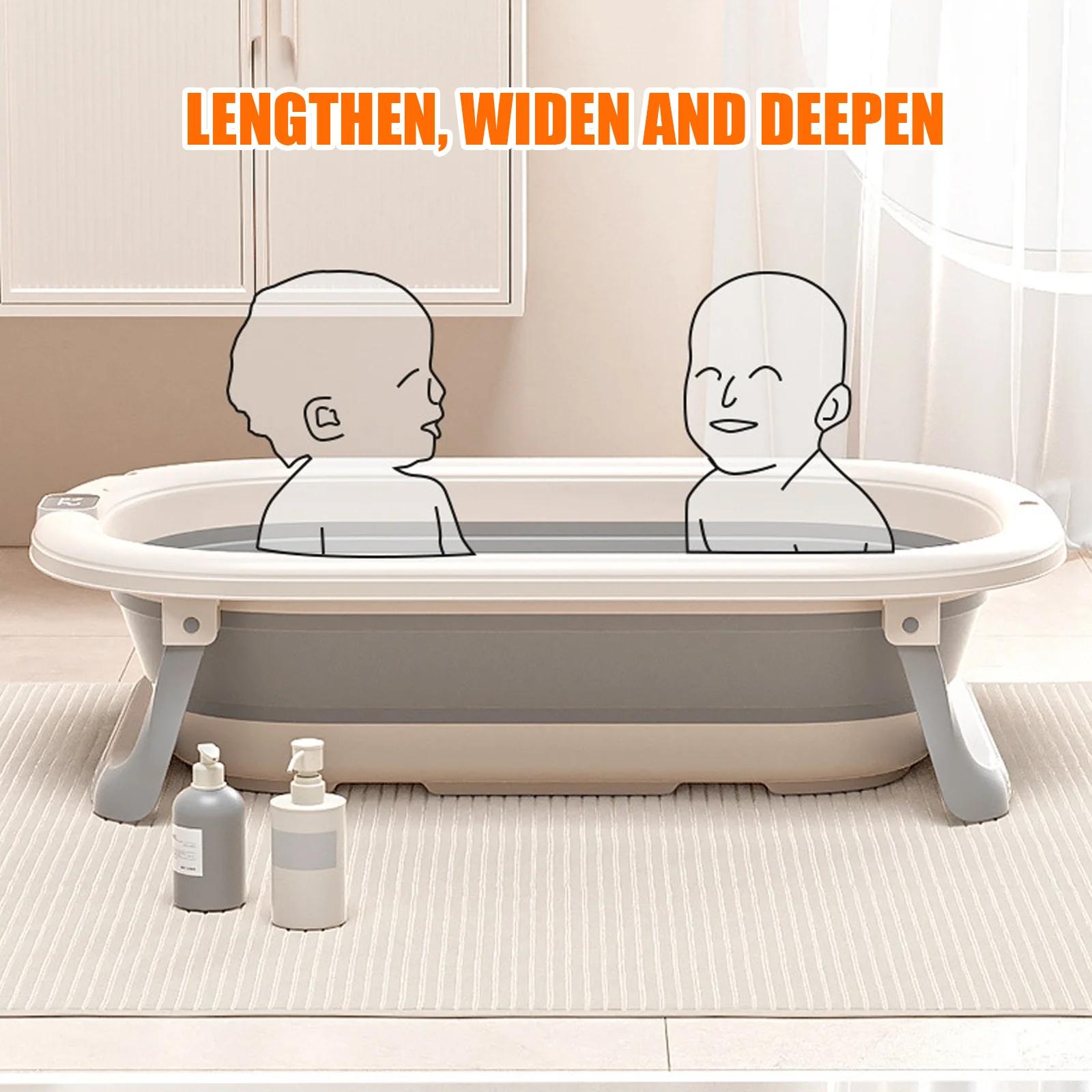 Baignoire Pliable pour Bébé et Nouveau-Né, Inclus Transat De Bain & Thermomètre Intégré, Confortable